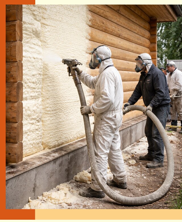 Утепление дома из бруса пенополиуретаном в Пушкине