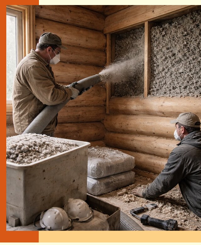 Утепление дома из бруса эковатой в Пушкине