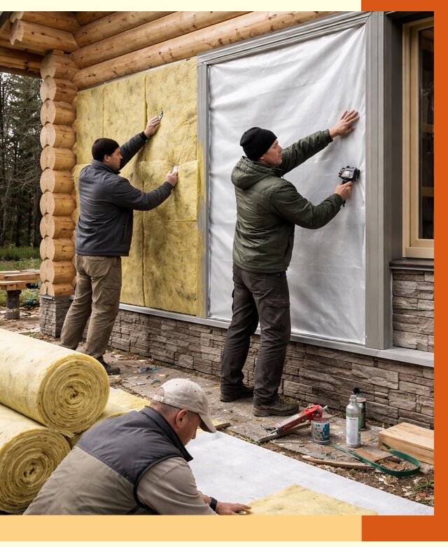 Утепление бревенчатого дома в Пушкине от 8275 руб/м2 — заказать под ключ | ТепломастерПшн