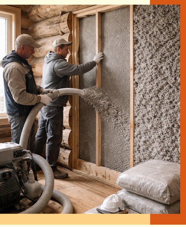 Утепление бревенчатого дома эковатой в Пушкине от 2975 руб. | ТепломастерПшн