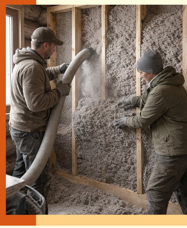 Утепление бревенчатого дома эковатой в Пушкине