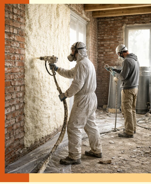 Утепление кирпичного дома пенополиуретаном в Пушкине