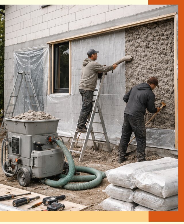 Утепление дома из газобетона эковатой в Пушкине от 4868 руб./м2 | ТепломастерПшн