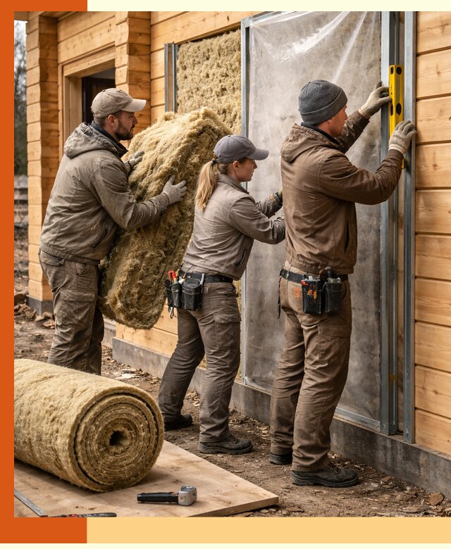 Утепление дома из двойного бруса в Пушкине качественно и надёжно