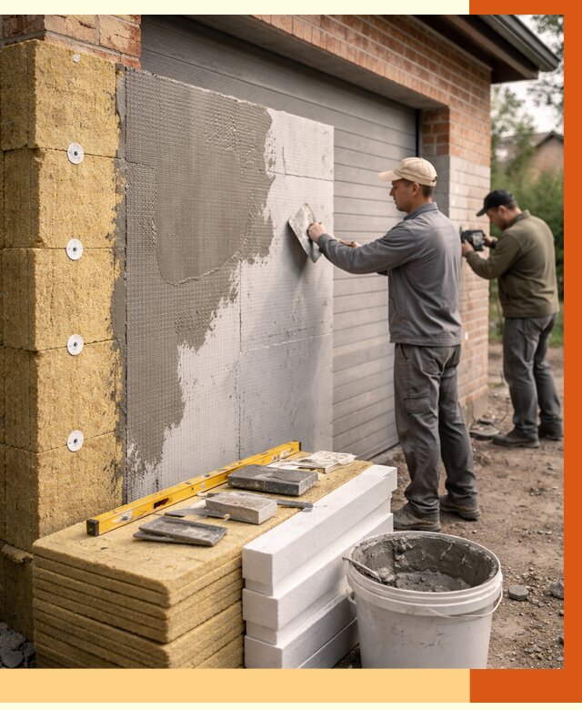 Утепление гаража снаружи в Пушкине от 4543 руб. за м2 — наружное утепление под ключ | ТепломастерПшн