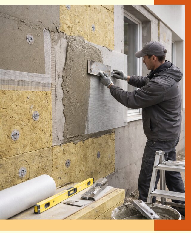 Утепление фасада под штукатурку в Пушкине от 4543 руб/м2 — монтаж пенопластом и минватой | ТепломастерПшн