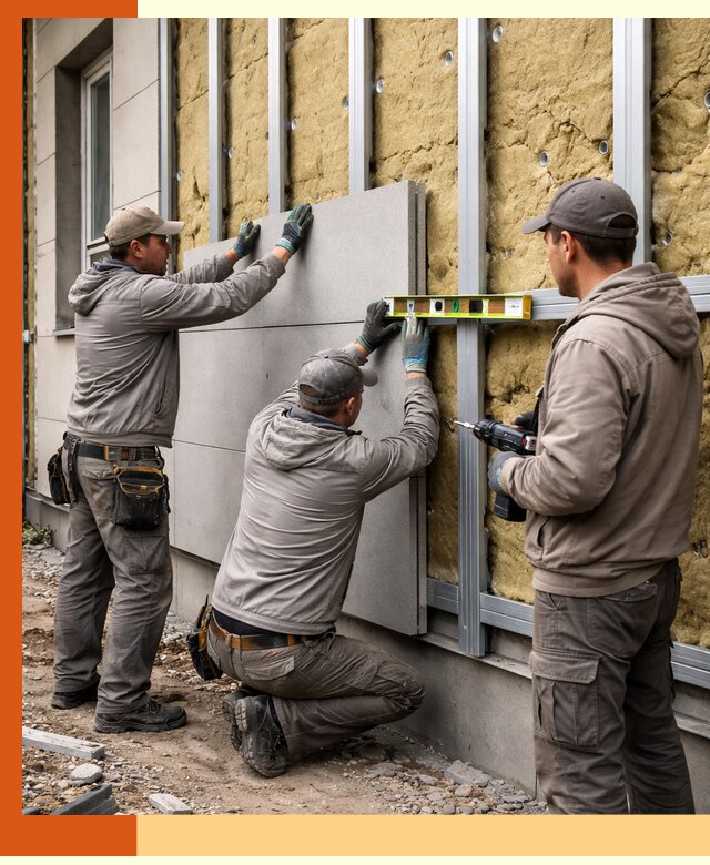 Утепление вентилируемого фасада под ключ в Пушкине