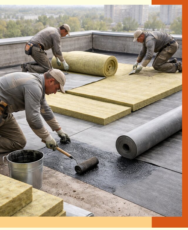 Утепление плоской крыши в Пушкине от 7788 руб./м2 под ключ | ТепломастерПшн