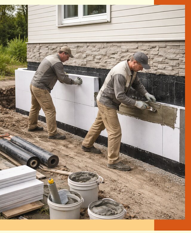 Утепление фундамента снаружи в Пушкине от 4543 руб. за м² | ТепломастерПшн