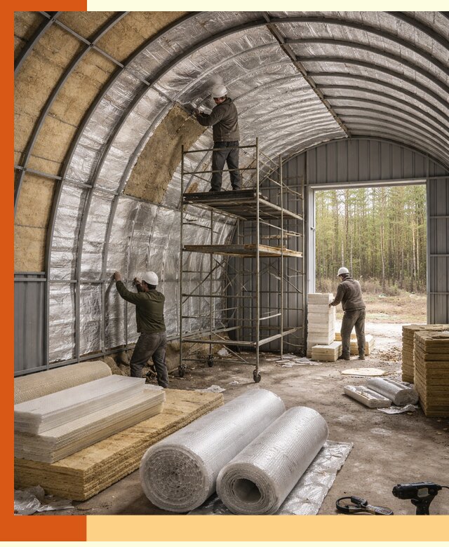 Утепление арочного ангара под ключ в Пушкине