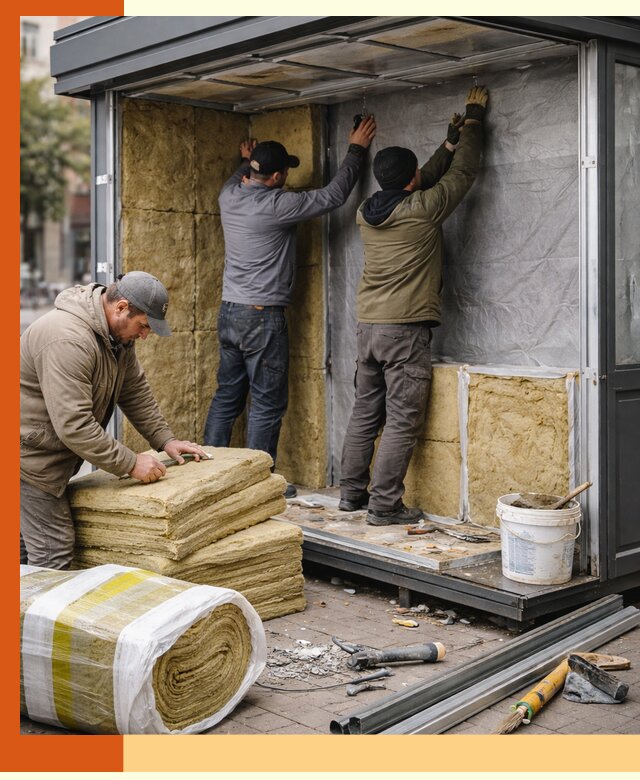 Утепление павильона шаурмы под ключ в Пушкине