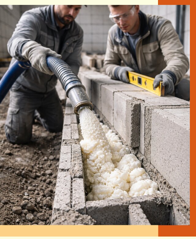 Заполнение колодцевой кладки ППУ в Пушкине от 4543 руб. за м2 | ТепломастерПшн