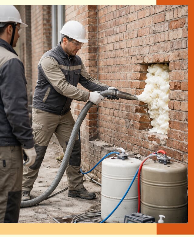 Заливка ППУ в пустоты кирпичной стены в Пушкине от 2975 руб. | ТепломастерПшн