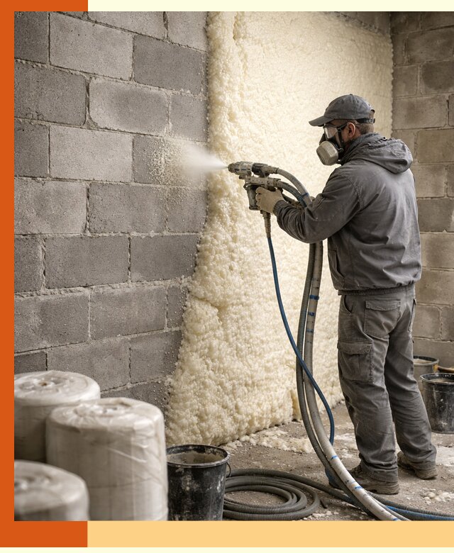 Утепление блочной стены ППУ в Пушкине качественно и надёжно