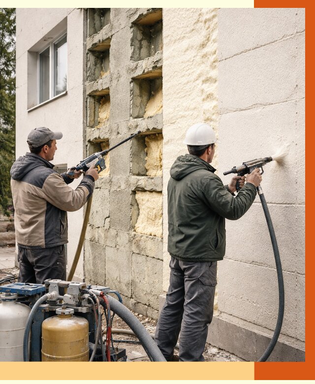 Заполнение пустот фасада в Пушкине от 4868 руб. — утепление пустот облицовки | ТепломастерПшн