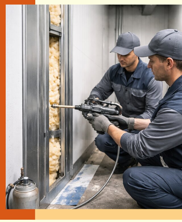 Заполнение пустот холодильных панелей в Пушкине специализированной пеной