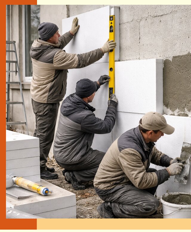 Утепление пенопластом наружных стен и фасадов в Пушкине