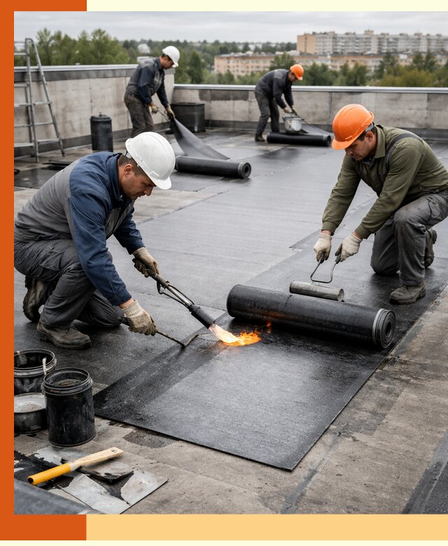 Профессиональная гидроизоляция плоской кровли в Пушкине