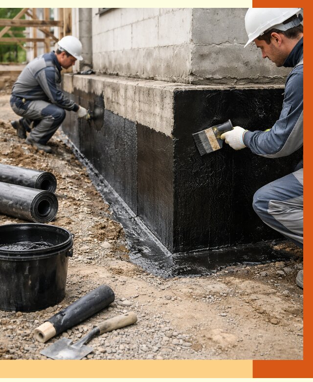 Гидроизоляция фундамента в Пушкине от 1352 руб. — профессионально, под ключ | ТепломастерПшн