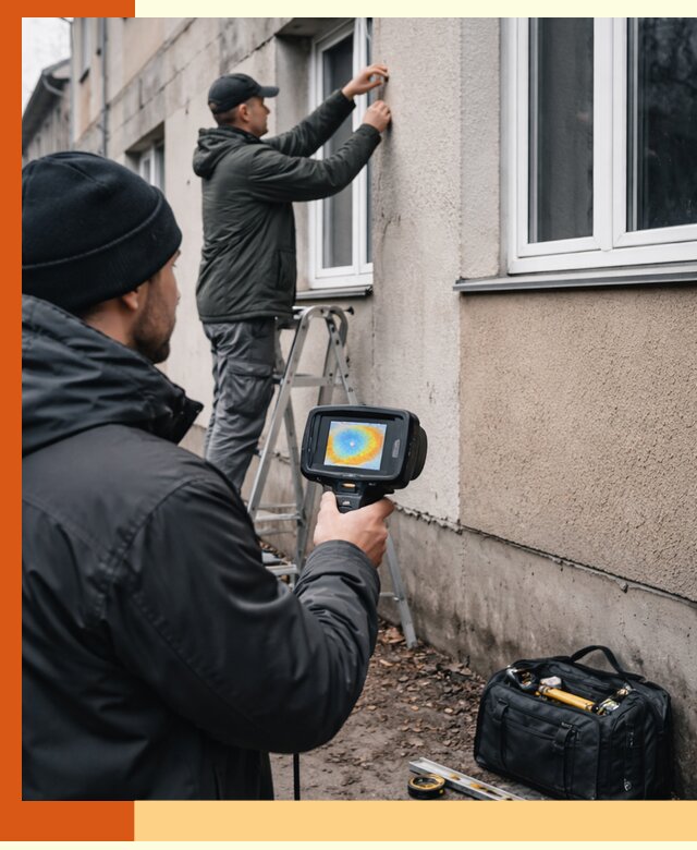 Тепловизионное обследование фасада в Пушкине для выявления дефектов