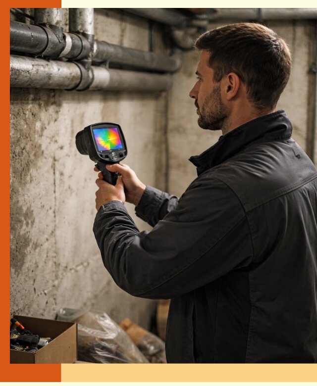 Тепловизионное обследование подвала в Пушкине для поиска утечек тепла
